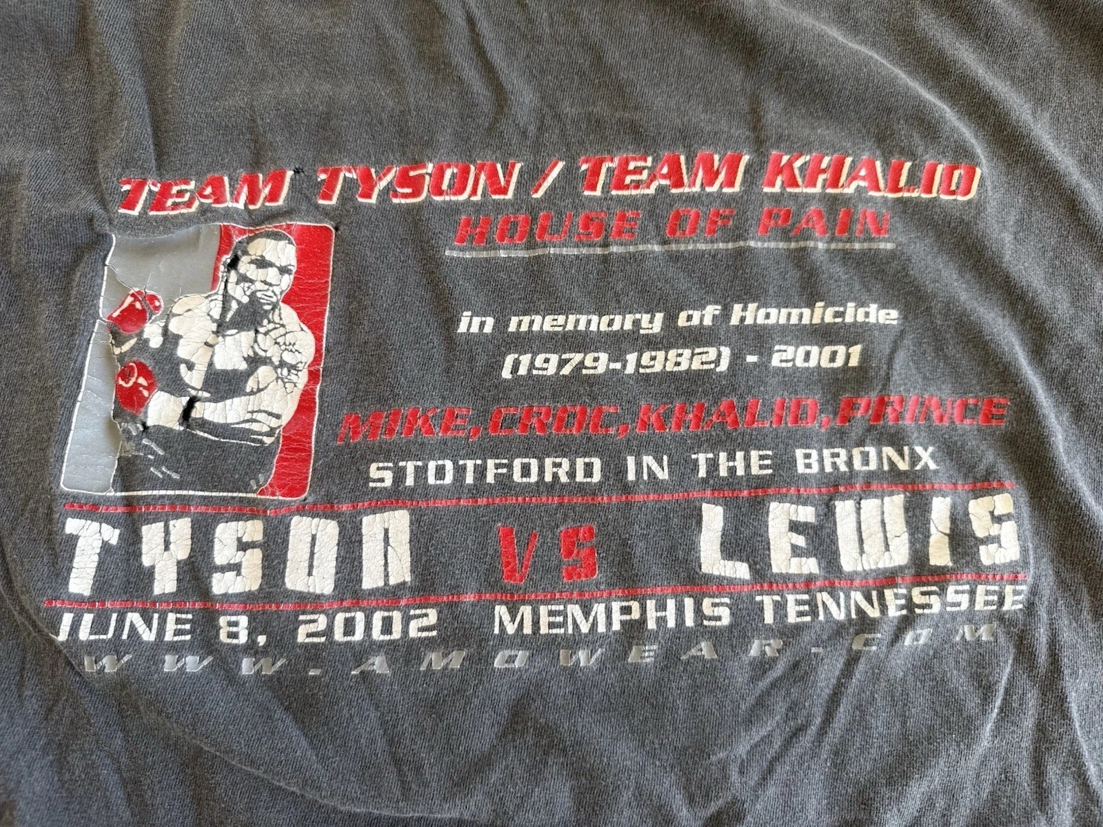 Mike Tyson Lewis Fight Of The Century 2002 Boxing Distressed Vintage T-Shirt XXL gallery