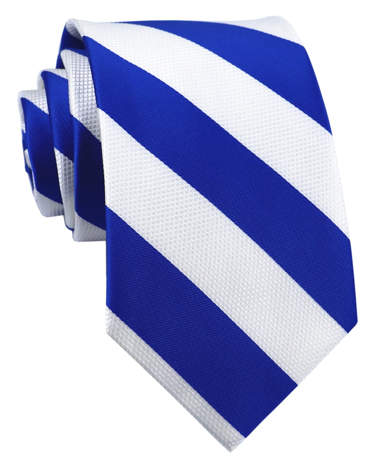 Men’s Blue White Striped Jacquard Woven Silk Tie Formal Necktie LUD35