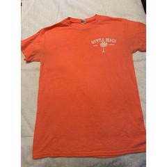 Delta Pro Weight Myrtle Beach South Carolina T-Shirt Neon Orange Coral Mens S