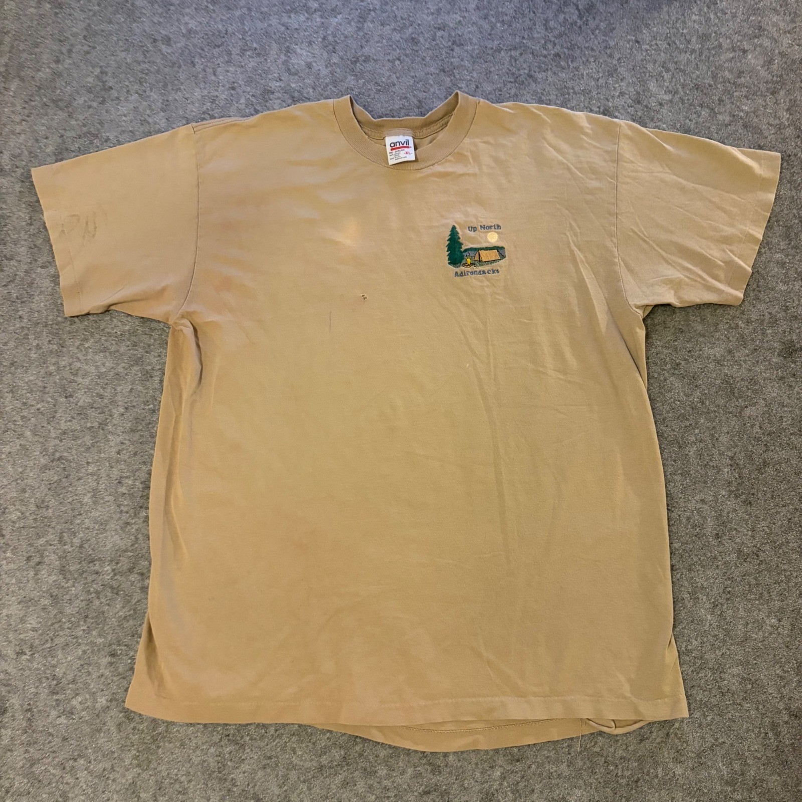 Vintage 90s Anvil Up North Adirondacks Embroidered Casual Outdoors Nature Tee XL