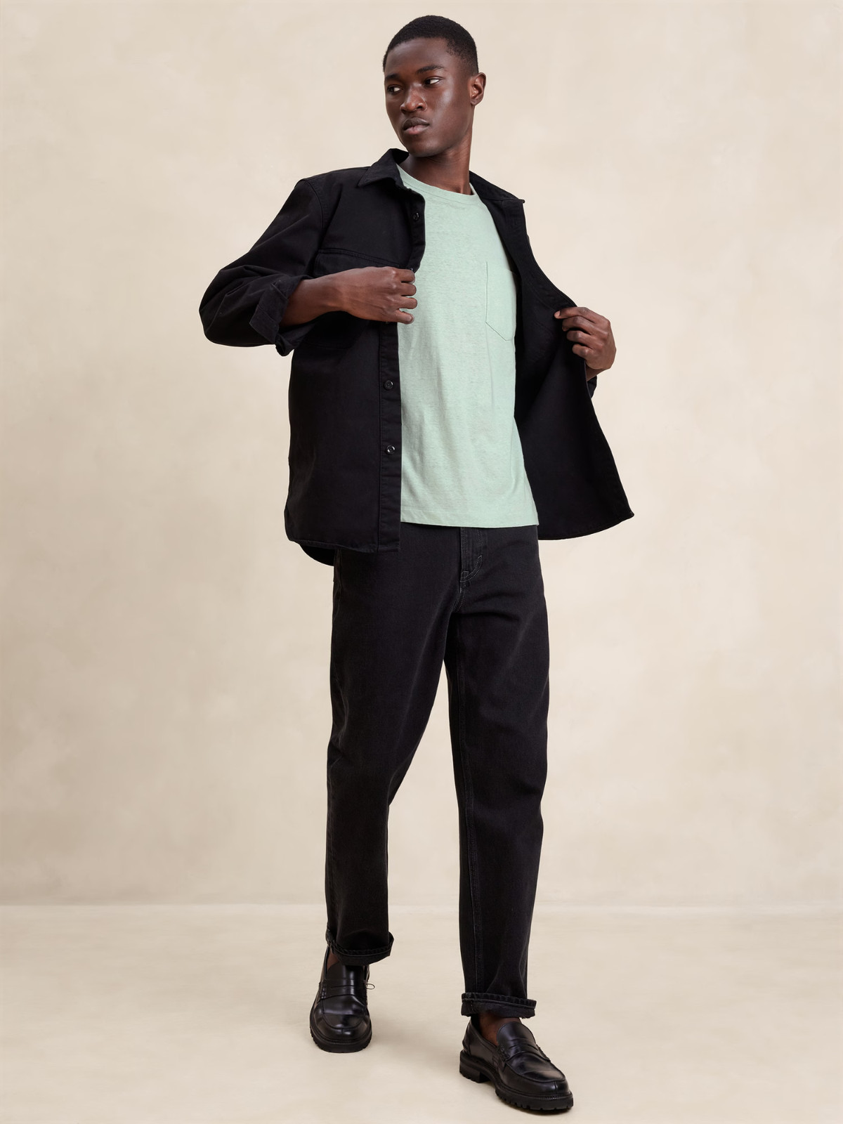 NWT - Banana Republic Men's Linen-Cotton Crew-Neck T-Shirt Green Cenote XL $50 gallery