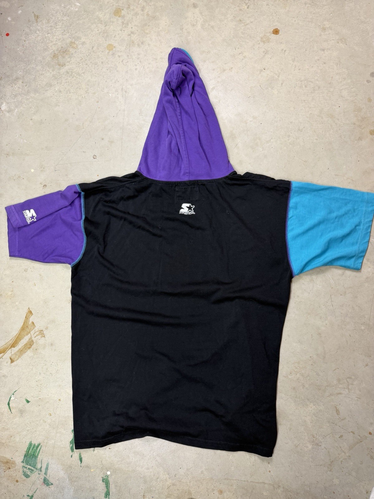 VTG 1990 NBA Charlotte Hornets Double Hood Starter Tee Made In Korea Large gallery