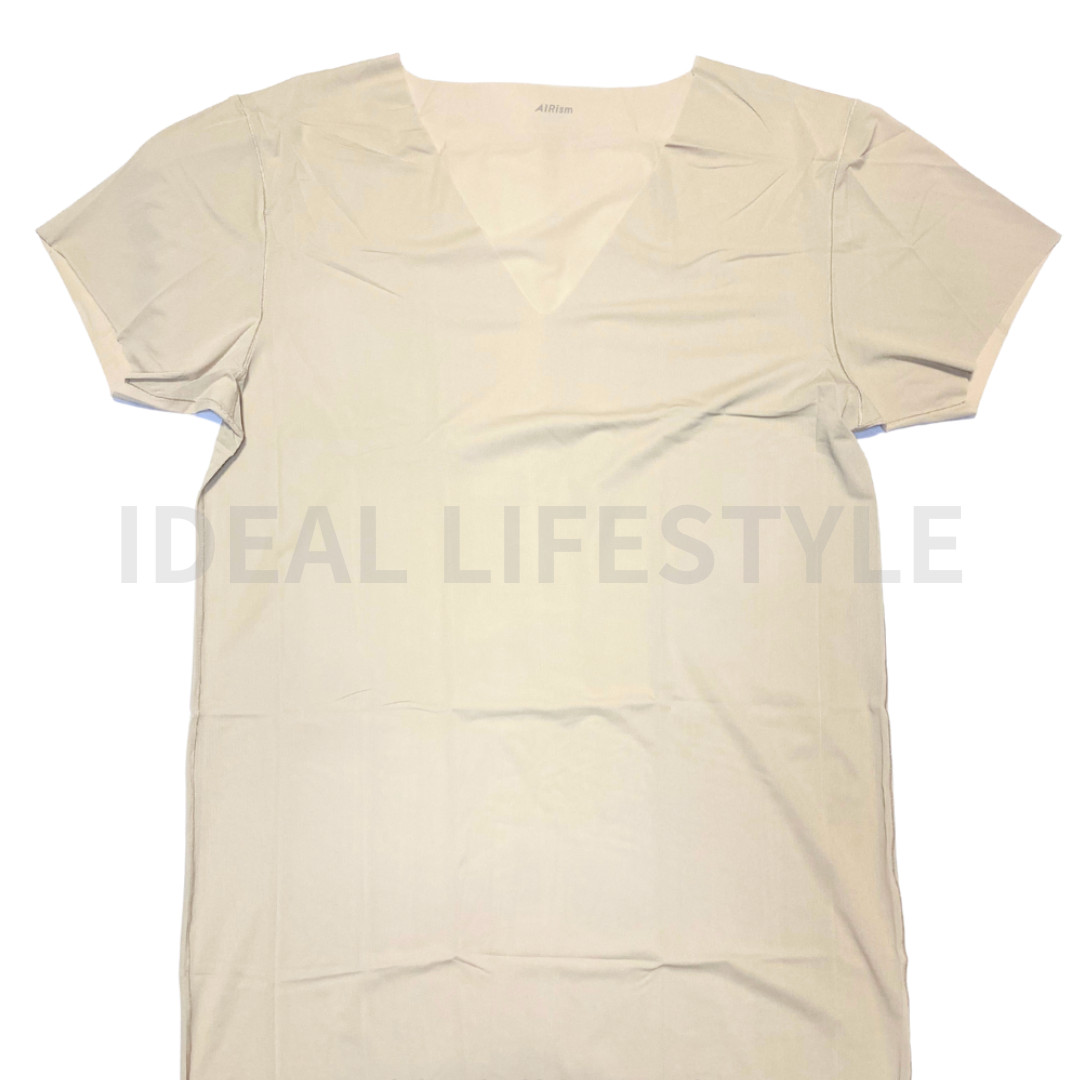 UNIQLO AIRism Mesh Anti-Odor V-Neck T-Shirt S-4XL White/Black/Beige 464308 NWT gallery