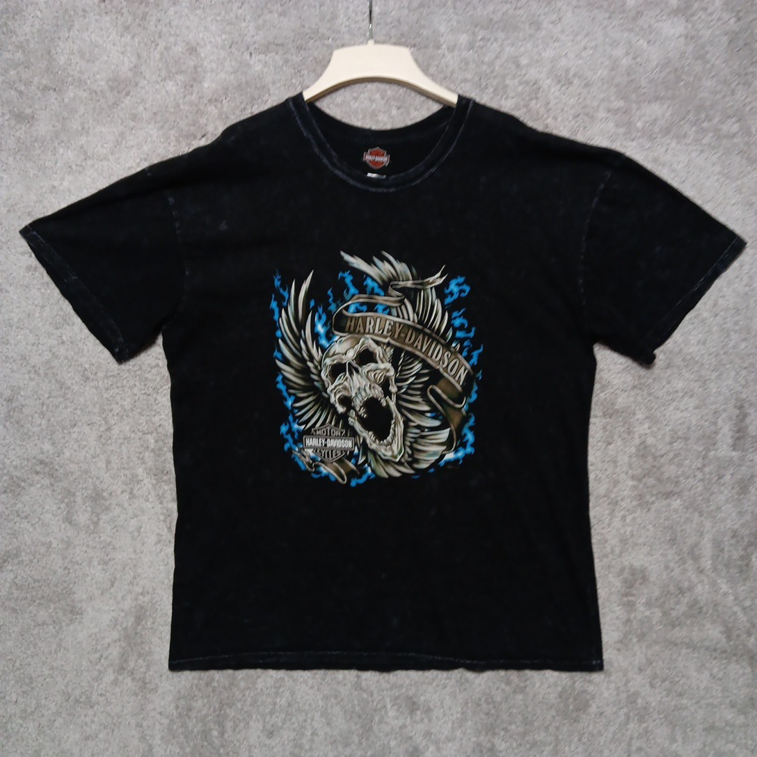 Harley Davidson T Shirt XXL Black Falcons Fury Conyers Georgia Screaming Skull