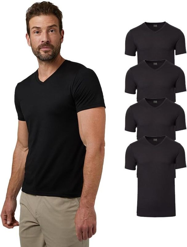 32 Degrees Mens 4 Pack Cool V-Neck T-Shirt | Anti-Odor | Quick Drying | 4-Way St gallery