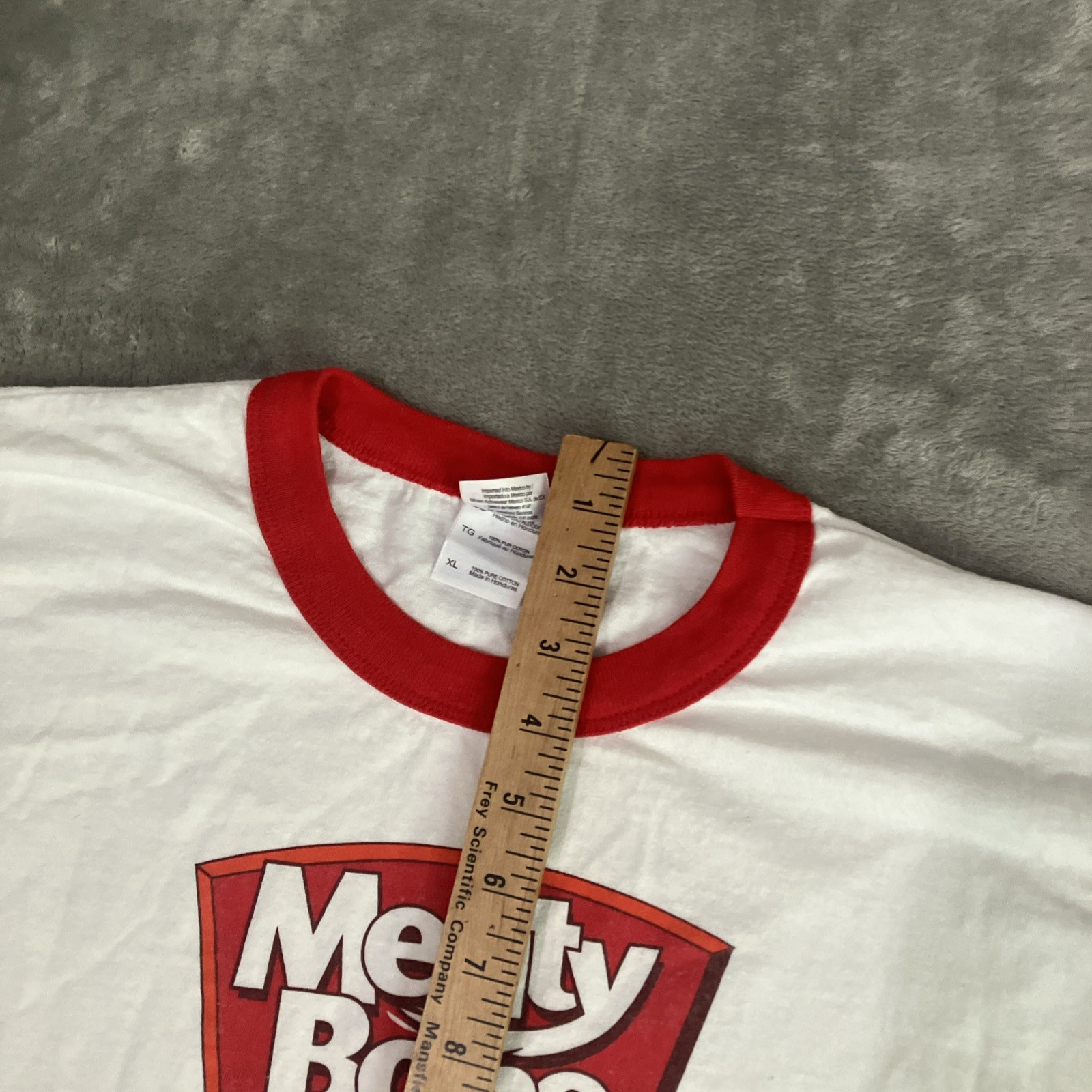 Vintage Ringer T-Shirt Meaty Bone Dog XL Tee White & Red Bold Meaty Satisfaction gallery