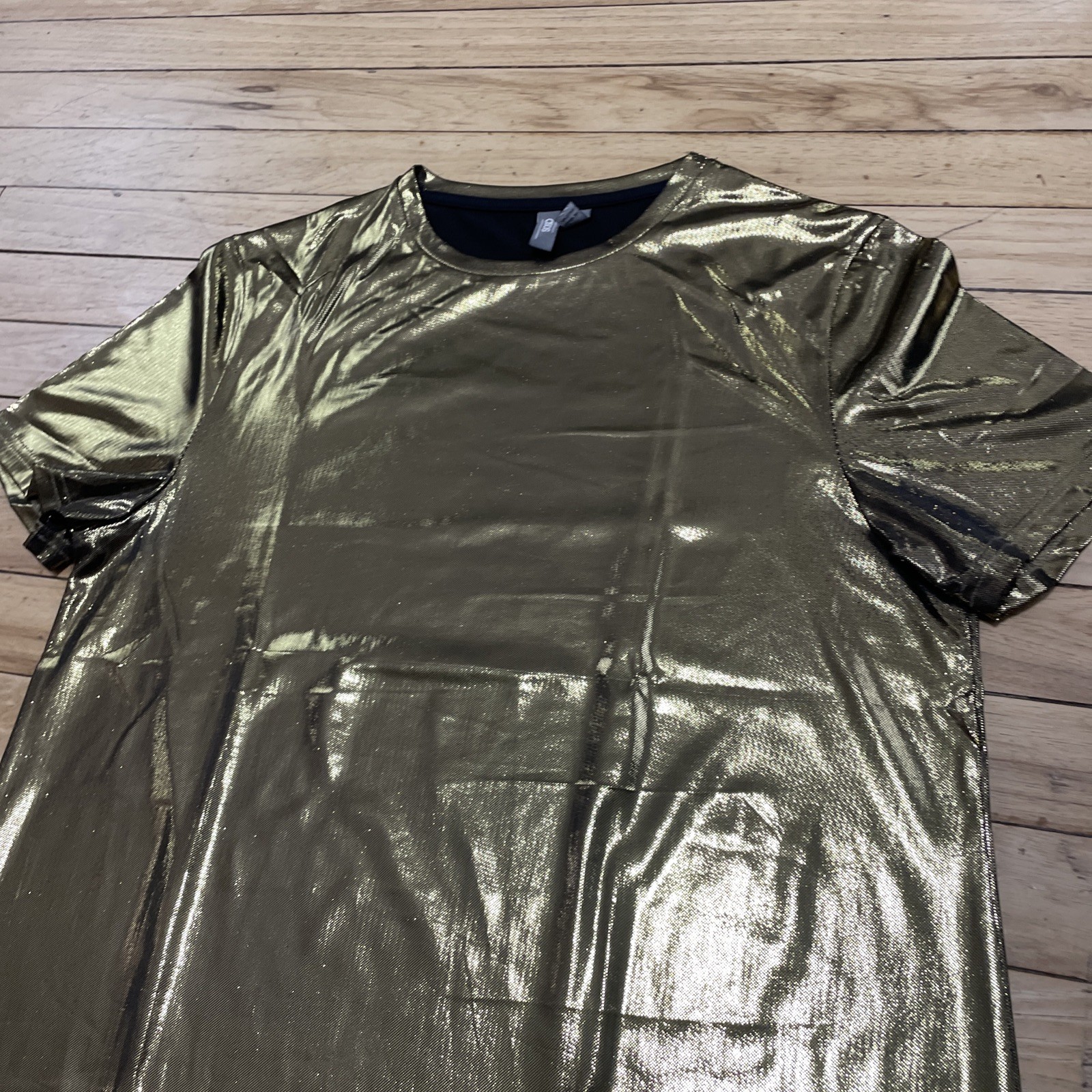 ASOS Shiny Gold Shirt Adult S Metallic Bright Shiny Disco 1970s NY Club Scene gallery