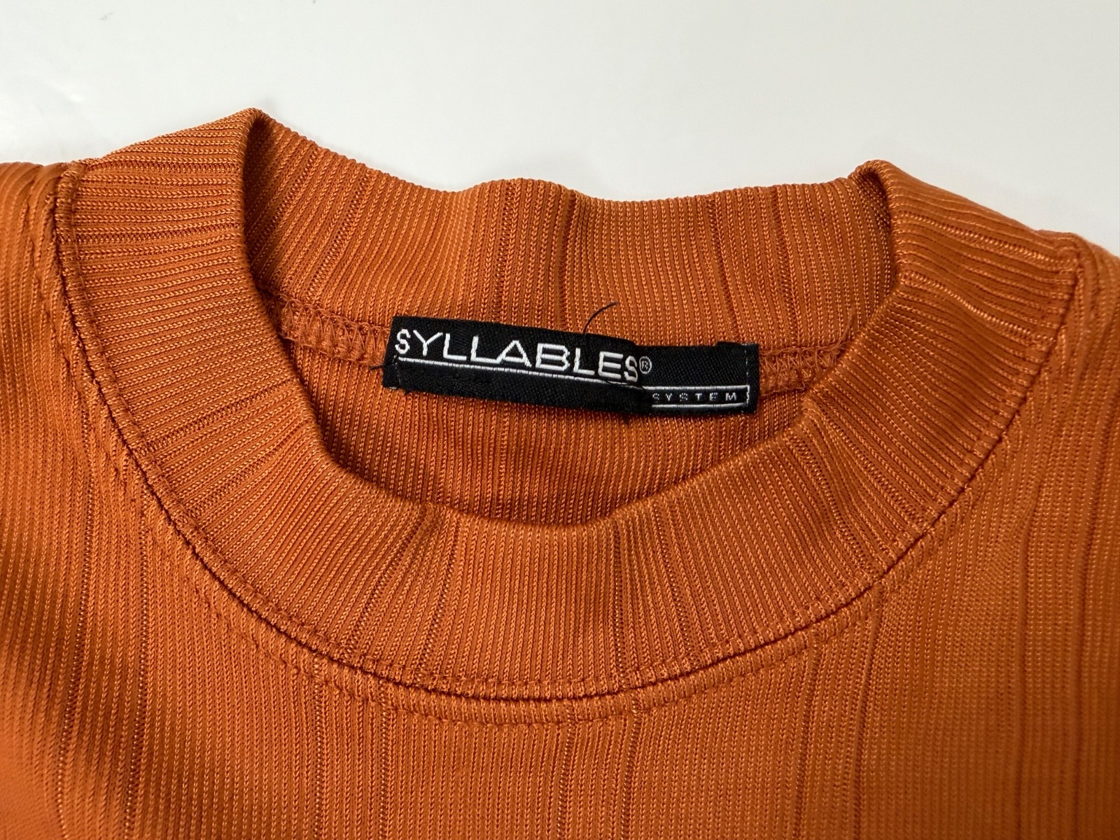 Vintage 90s Y2K Ribbed Shirt Men Large Silky Stretchy Polyester Burnt Orange gallery