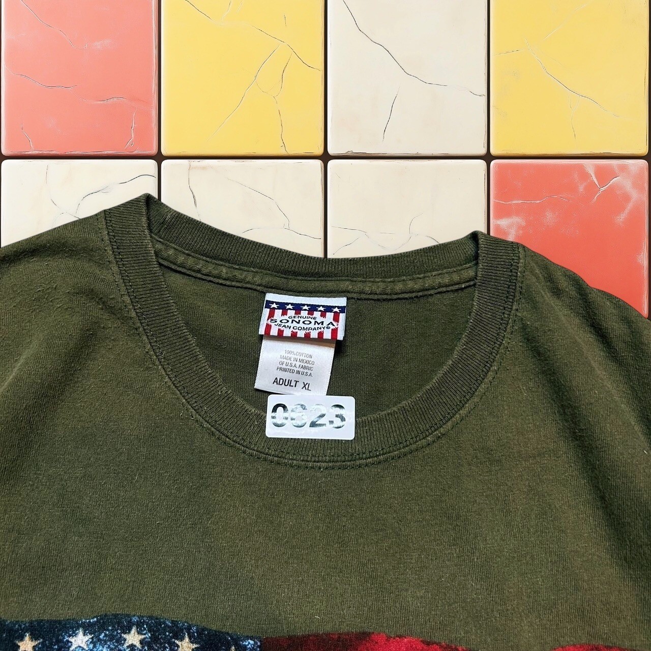 Vintage Y2K American Flag Motorcycle T-Shirt Men XL Biker Sonoma Grunge USA Tee gallery