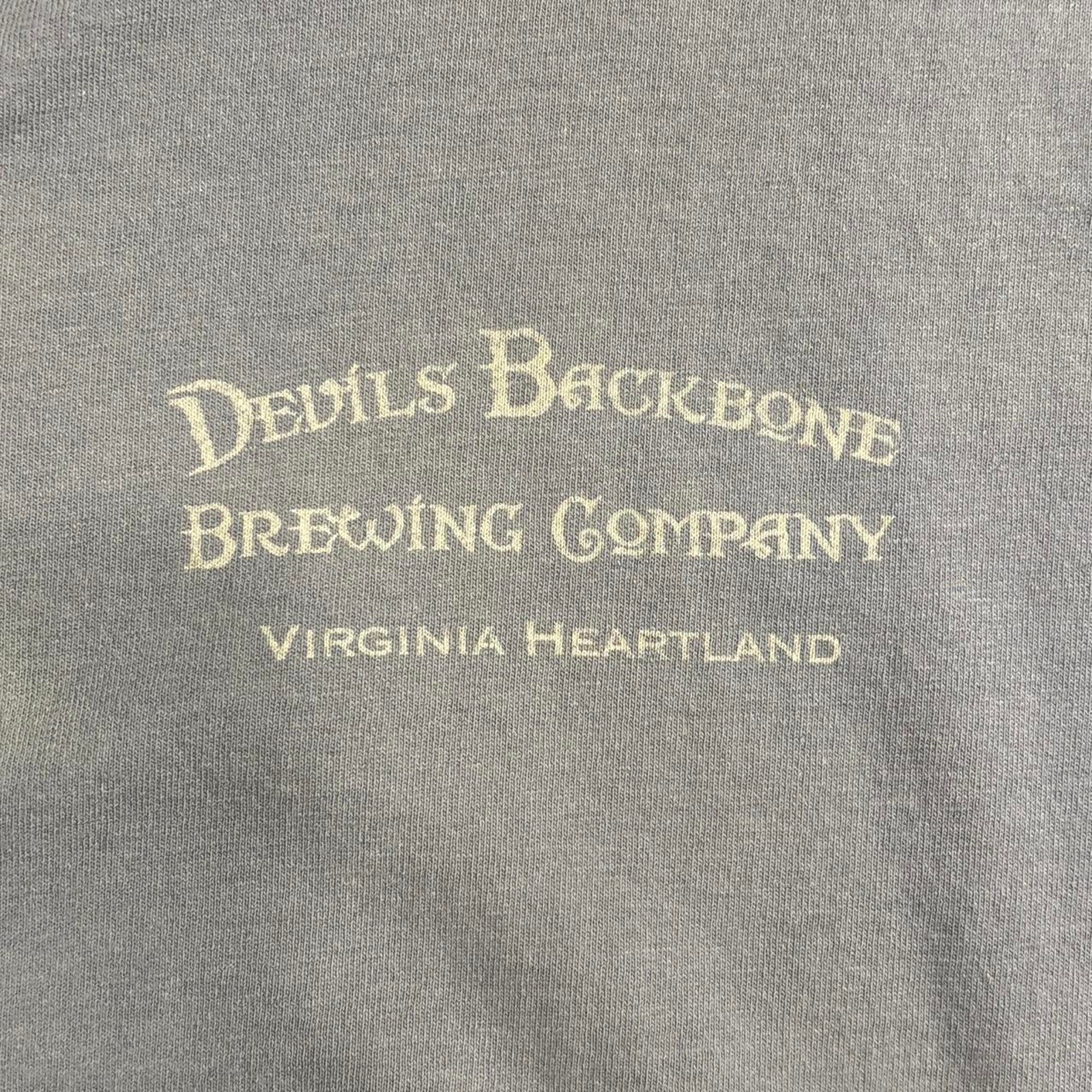 Distressed Y2K Devils Backbone Brewing Company Graphic T-Shirt Blue Mens XL gallery