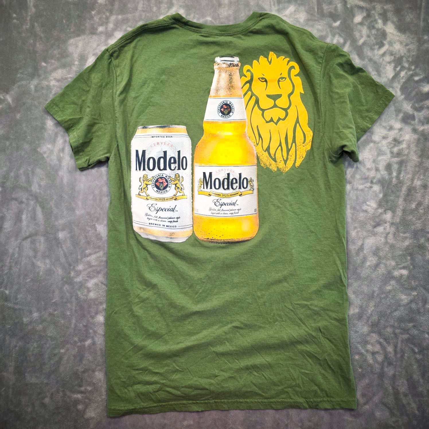 Cerveza Modelo Beer T-Shirt Men's Small Olive Green Graphic Tee Lion 100% Cotton gallery