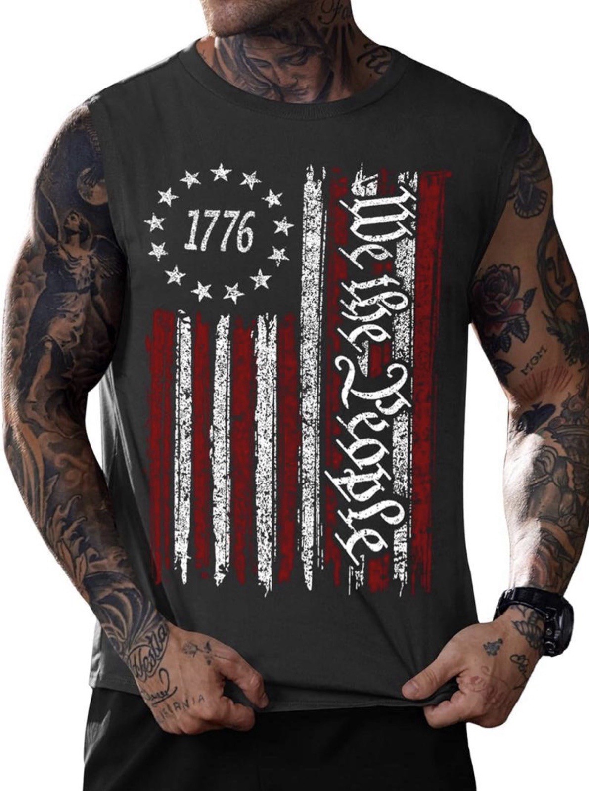 Mens 4th of July Shirts Muscle Tank Top 1776 Sleeveless Graphic Gym Workout U…