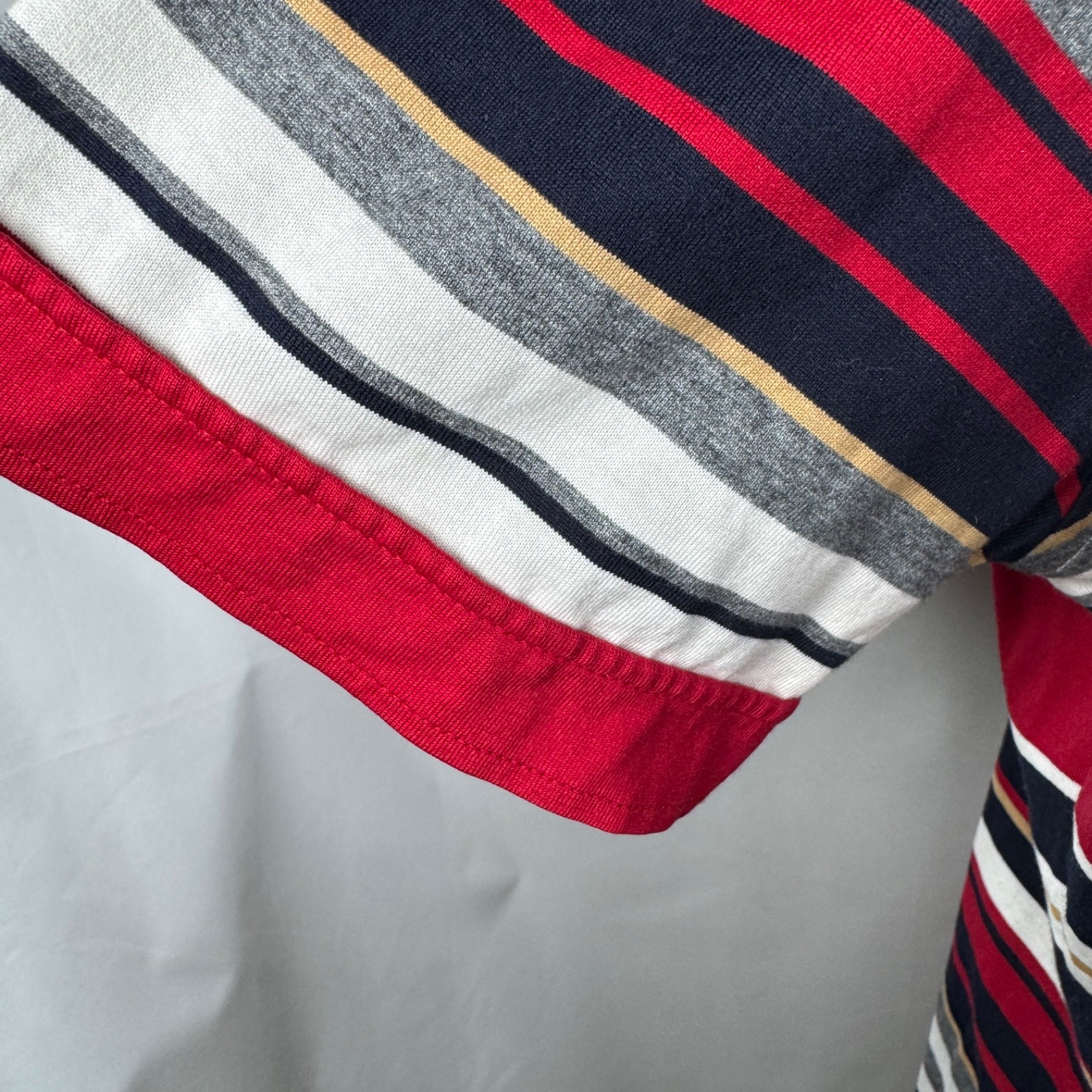Murano Liquid Luxury Shirt Mens XL Red Blue White Striped Short Sleeve Slim Fit gallery