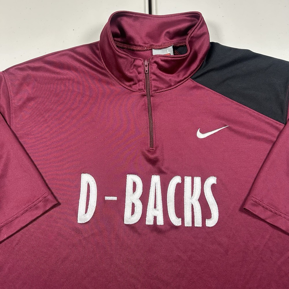 VTG Arizona Diamondbacks Team Nike Quarter Zip Pullover Shirt Dugout Jersey Lg