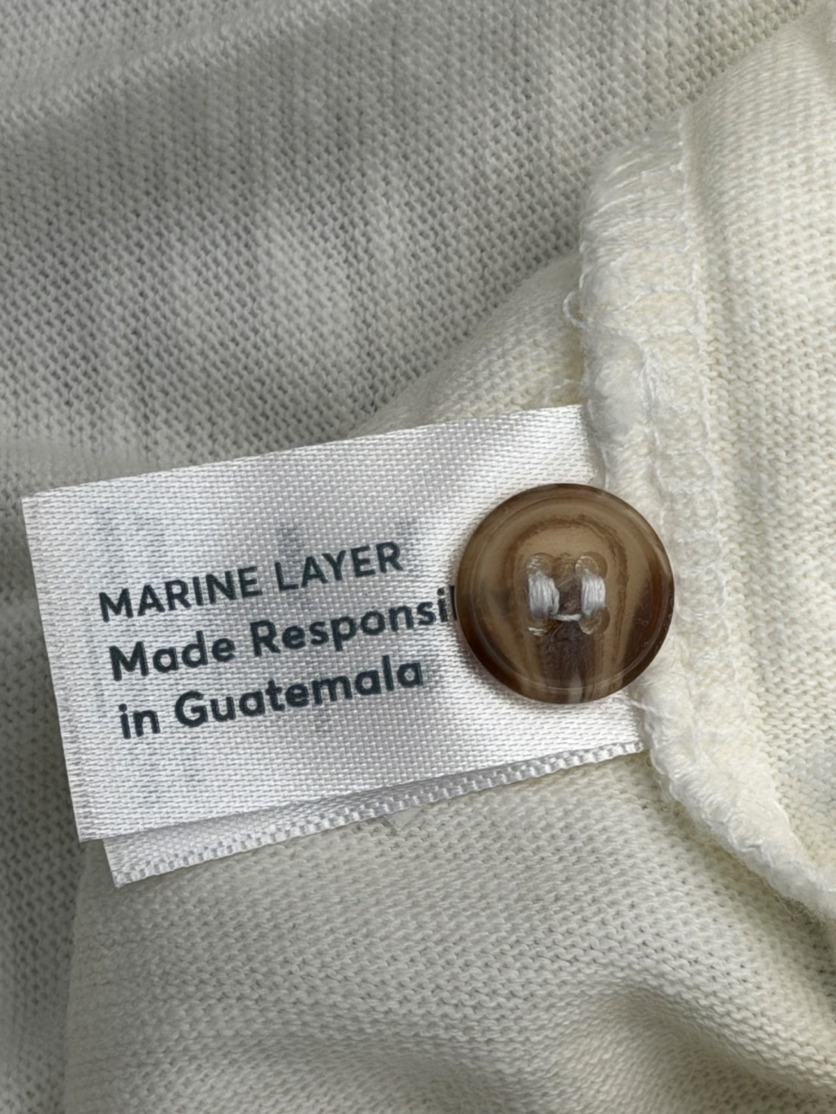 Marine Layer Long Sleeve Henley Shirt Ivory 100% Cotton Custom Dye Mens L NEW gallery