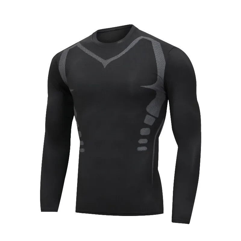Compression T-Shirt Men’s Long Sleeve Quick Dry Cycling Running Football Top