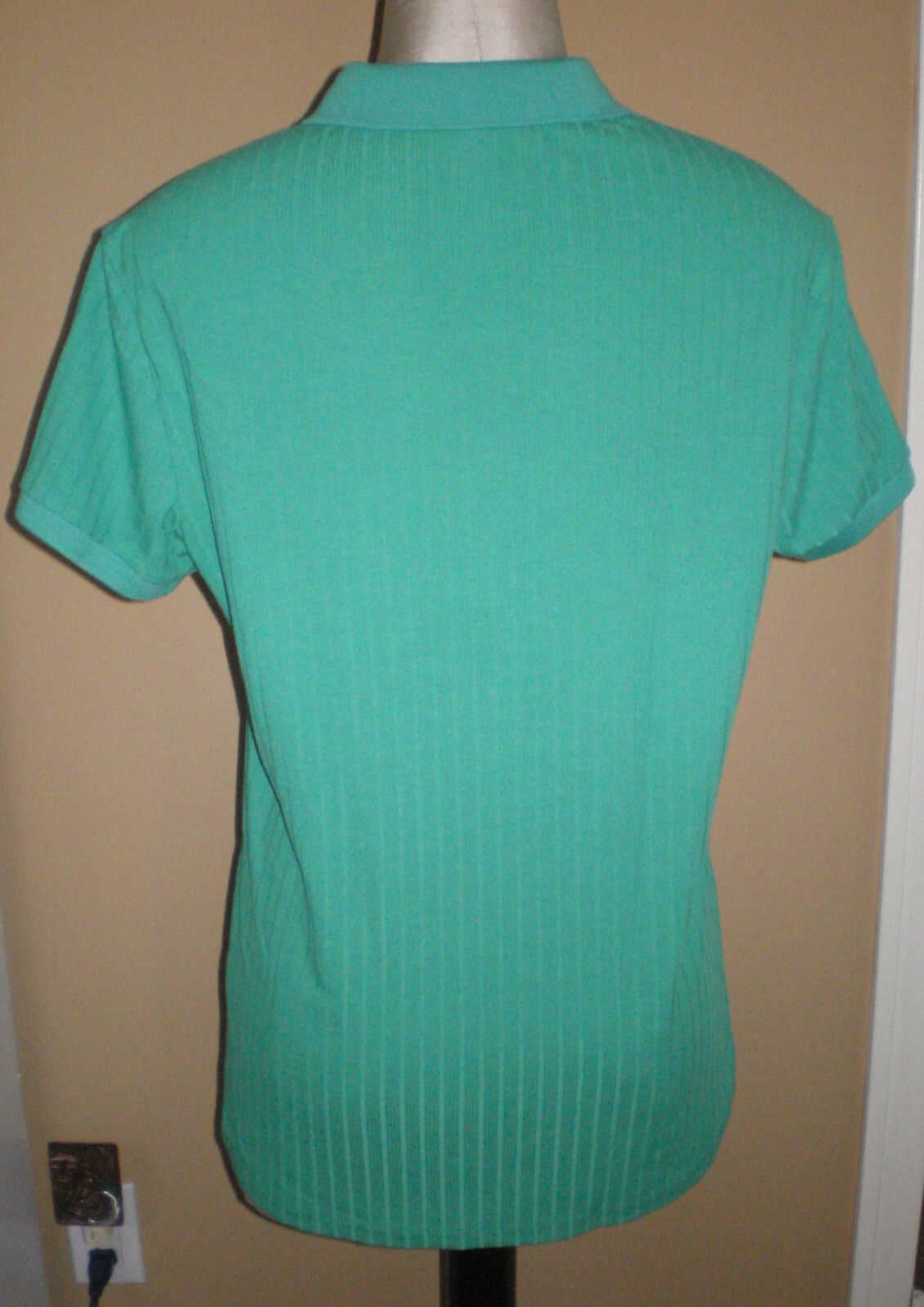 NITAGUT Mens Seafoam Green Casual Short Sleeve Collared Ribbed Knit POLO Shirt S gallery