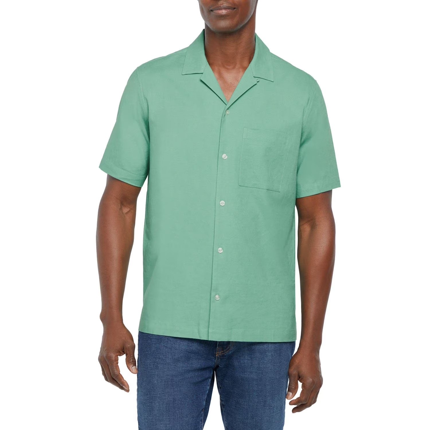 Gap Men’s Linen Short Sleeve Shirt Green Size L gallery