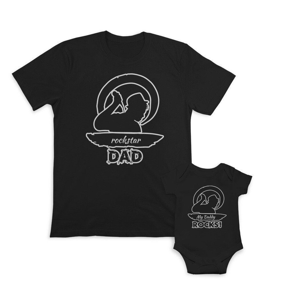 Dad and Baby Matching Outfits Clothes Roar Lion Adorable Dinosaur Rock Star Dad