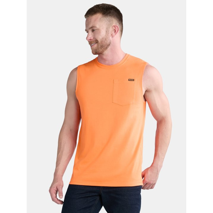 Brahma Relaxed Fit Muscle Tank Pocket Tee Blaze Orange Men’s Size L-XL New