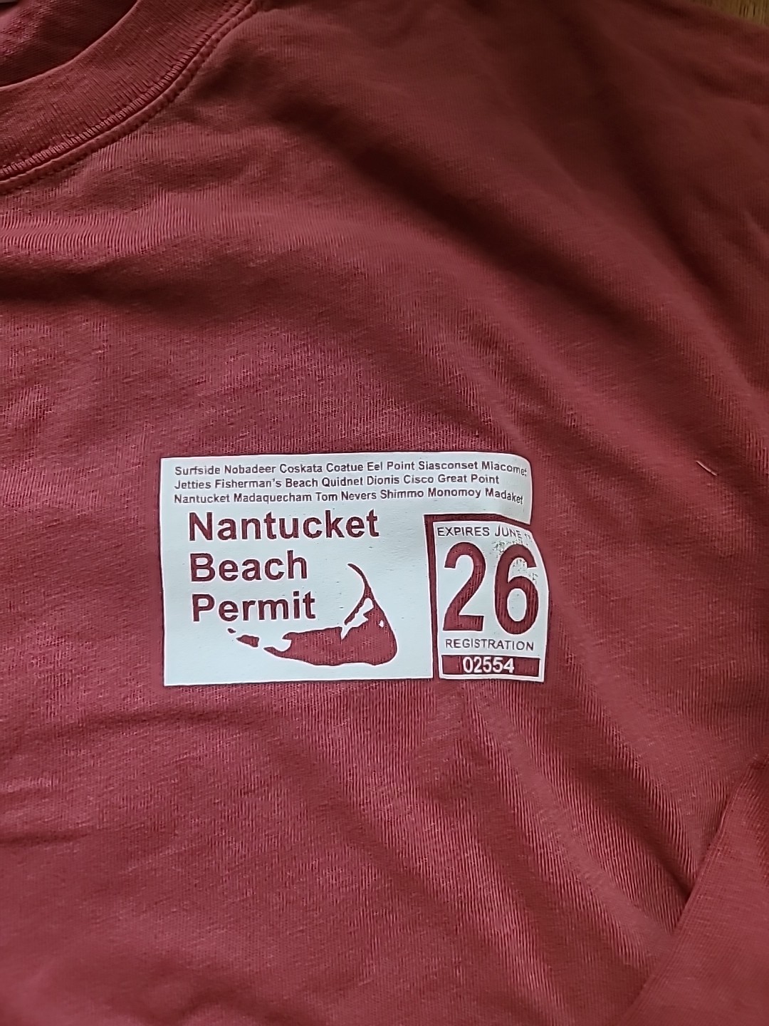 Nantucket Beach Permit 26, Long Sleeve Scarlet Color W/white. Size XXL gallery