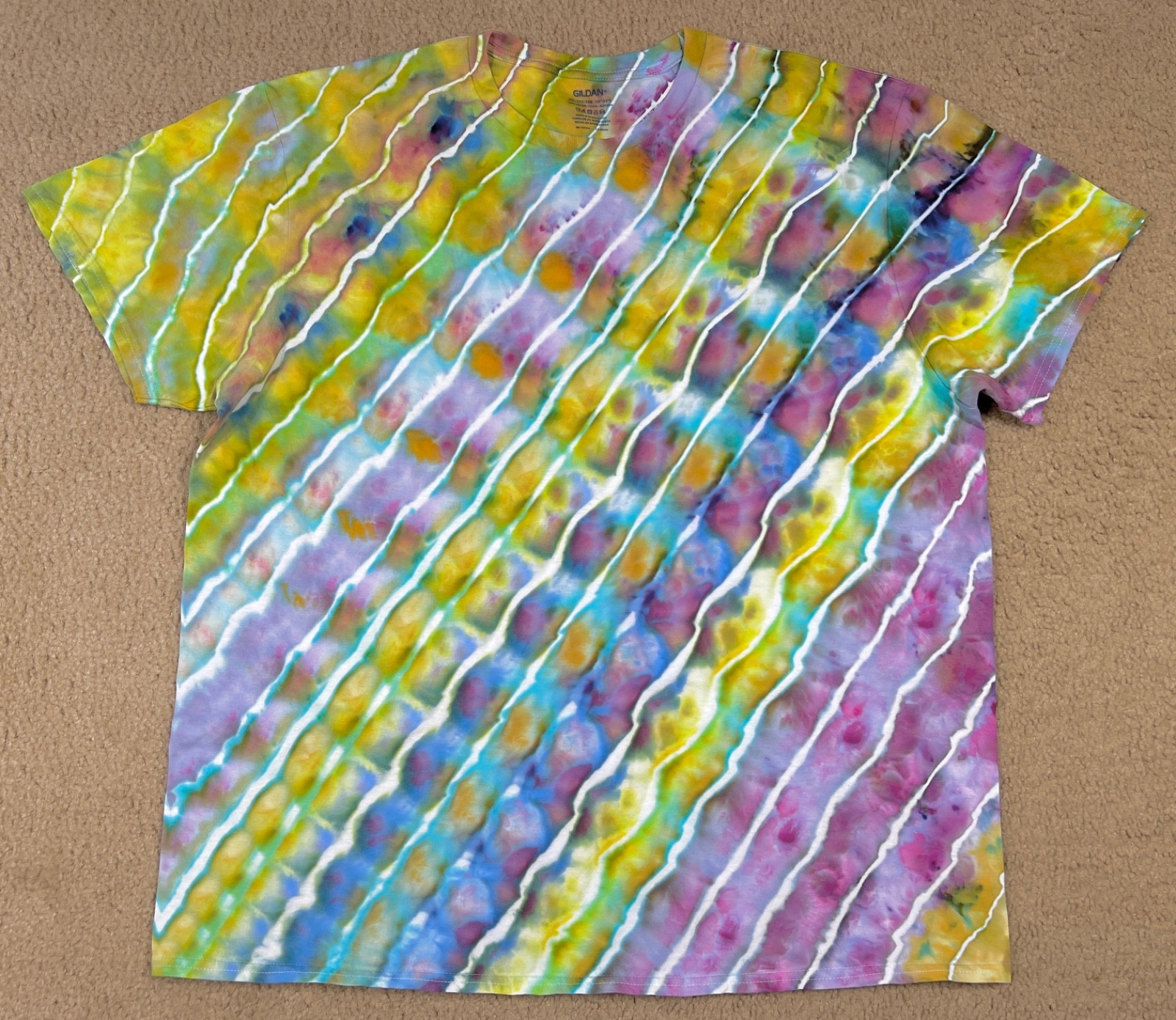 Handmade Ice Tie Dye T-Shirt 2XL Mens Womens Soft Cotton Rolled Ice Dye