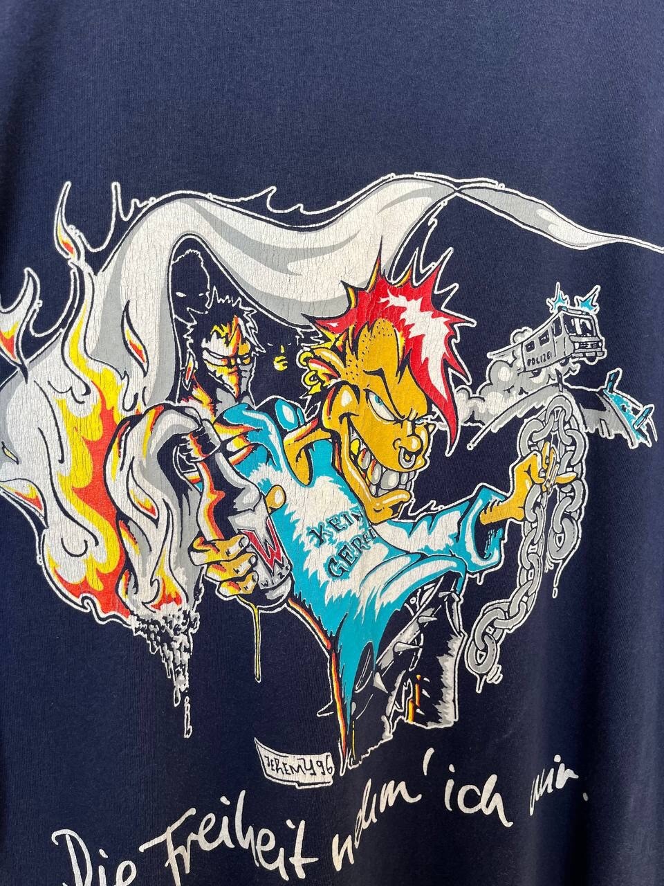 Vintage 90s WIZO Band T-Shirt 1996 German Punk Rock Screen Stars XL Navy Blue gallery