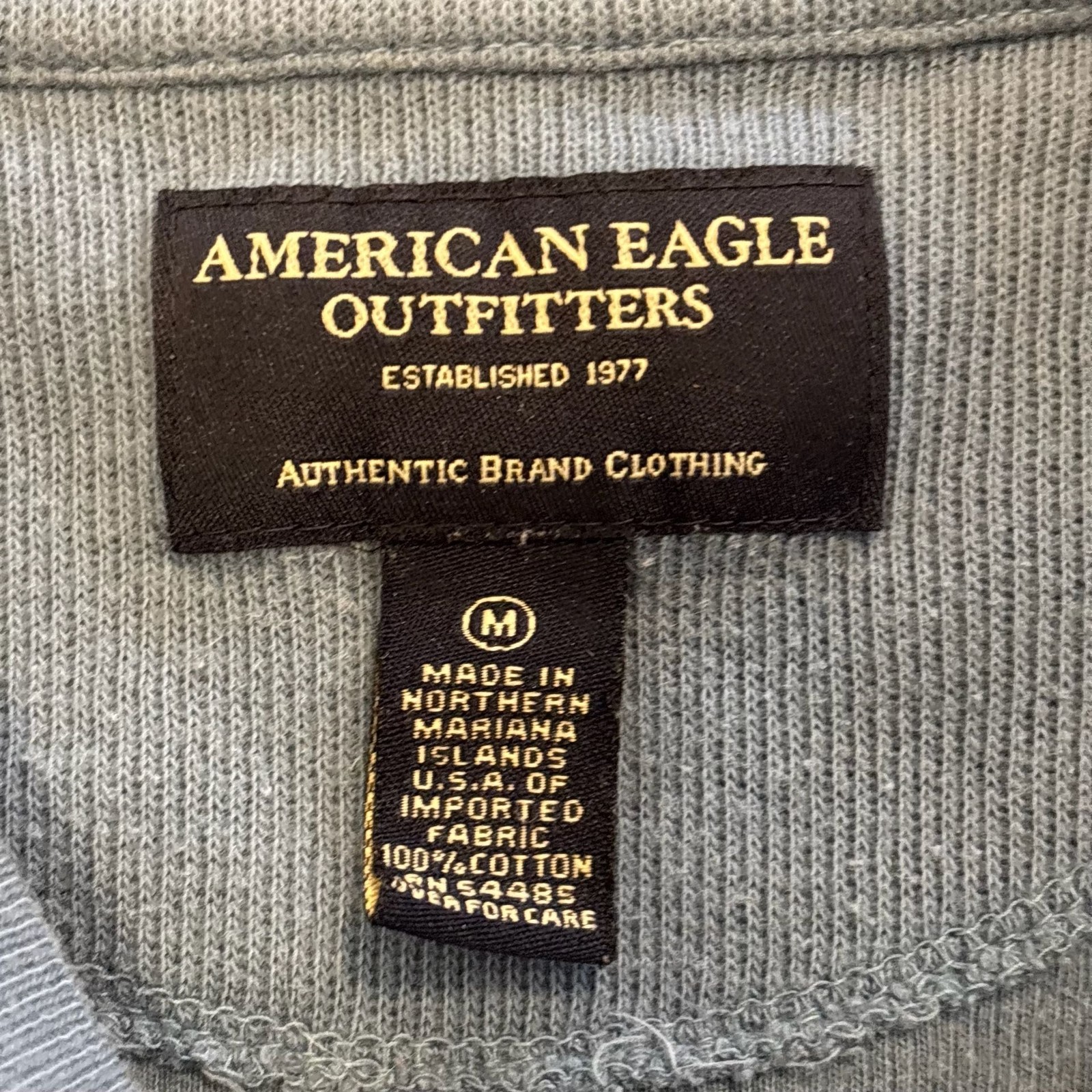American Eagle Blue Stripe Ribbed Long Sleeve Thermal Shirt gallery