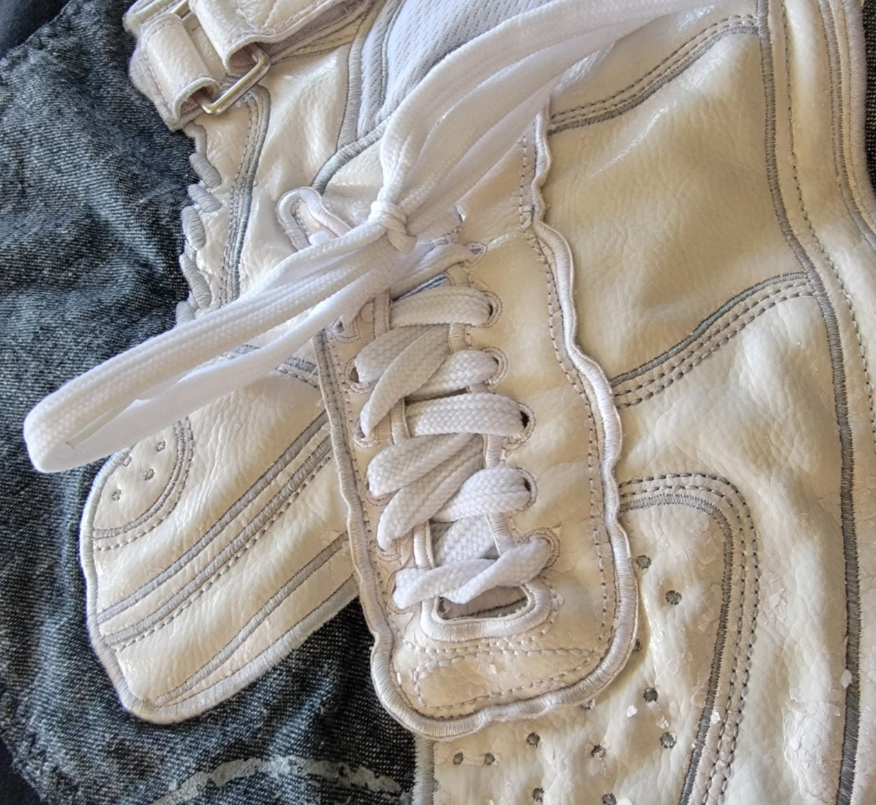 Vintage Raw Blue Mens 2XL Black White Grey Lace Up Buckle Sneaker Tank Top Shirt gallery