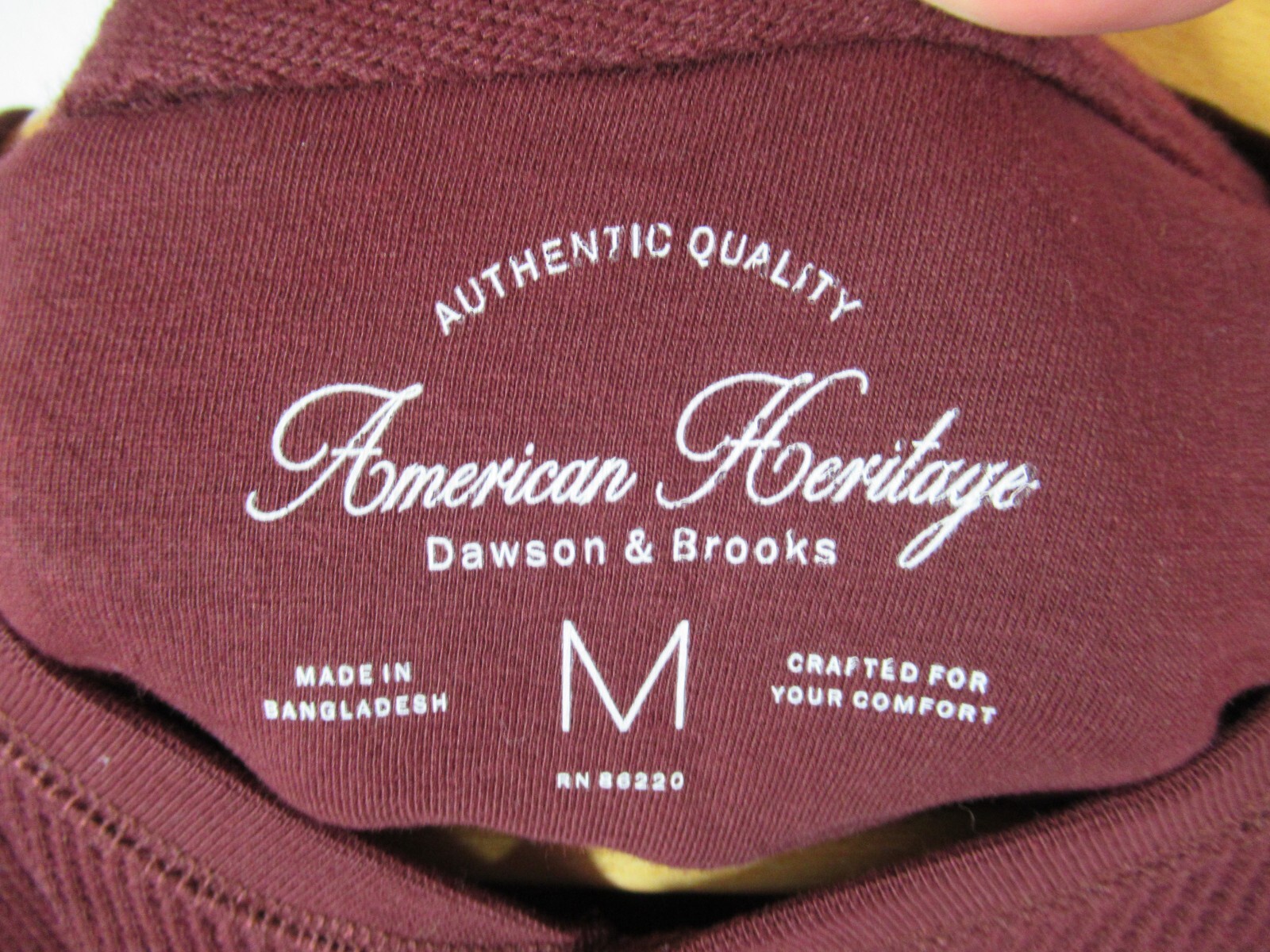 NEW Dawson & Brooks Thermal Henley Shirt Men Medium Burgundy American Heritage gallery