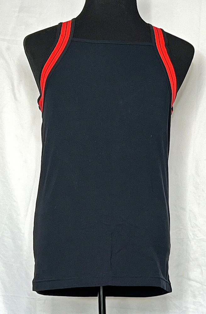 2(x)ist Black and Red Ringer Square Neck Tank Top Shirt Cotton/Spandex L