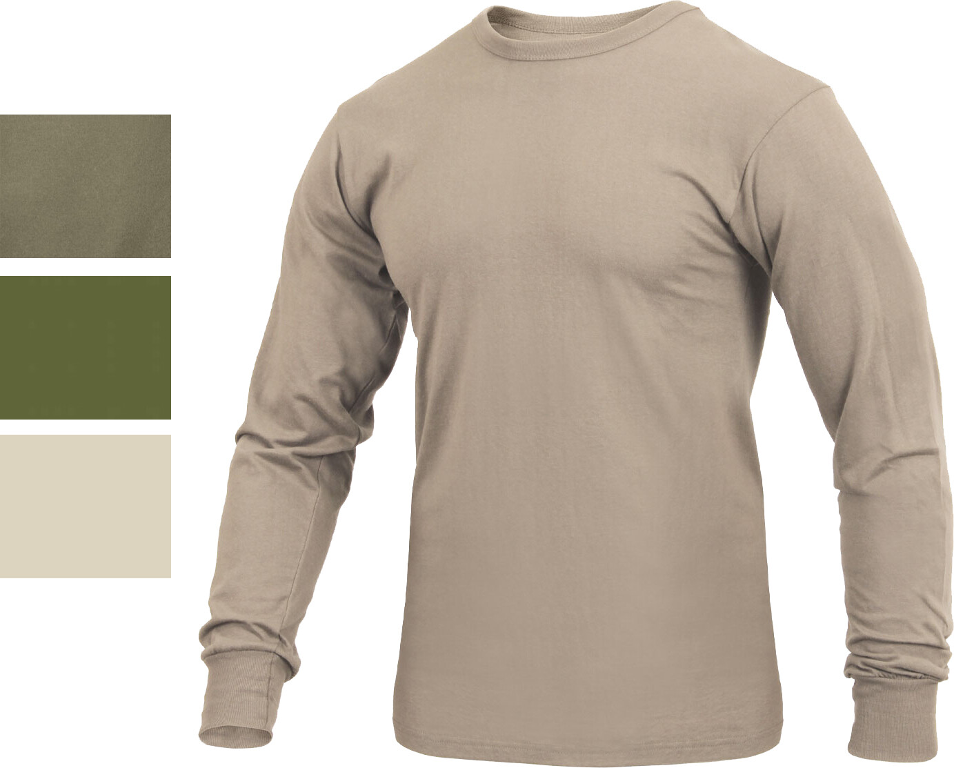 Mens Moisture Wicking Army Solid Long Sleeve Silky Soft T-Shirt gallery