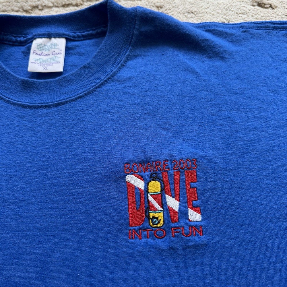 Vintage Bonaire Diving 2003 Scuba Gear Underwater Ocean Tee Mens XL Divers Club
