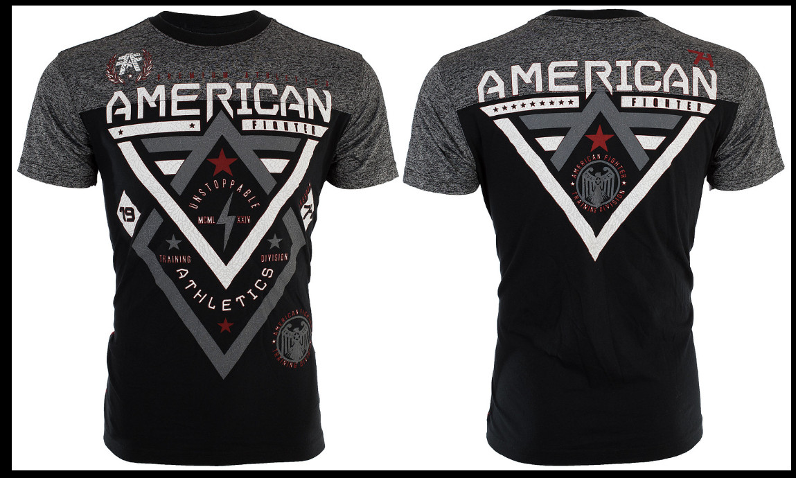 AMERICAN FIGHTER Black ALASKA PATTERN Athletic Graphic T-shirt NWT gallery