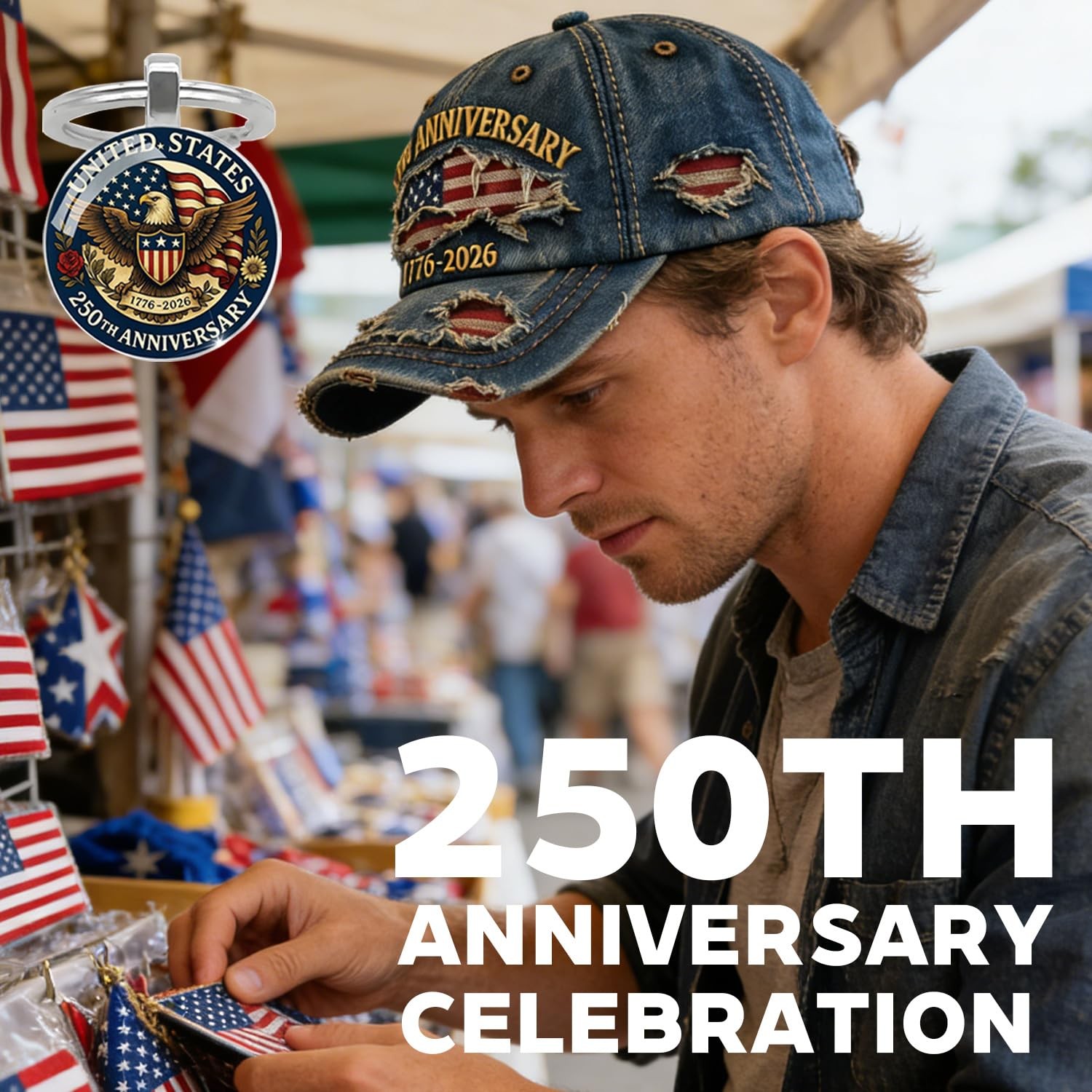USA 250th Anniversary Hat 1776-2026 - USA Patriotic Baseball Cap, Adjustable ... gallery