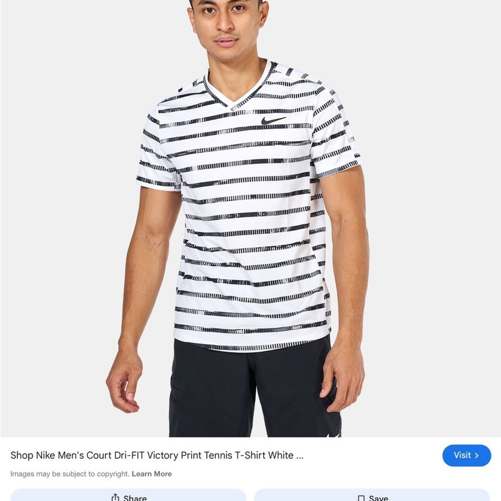 Nike Men's White and Black Striped Short Sleeve Tee gallery