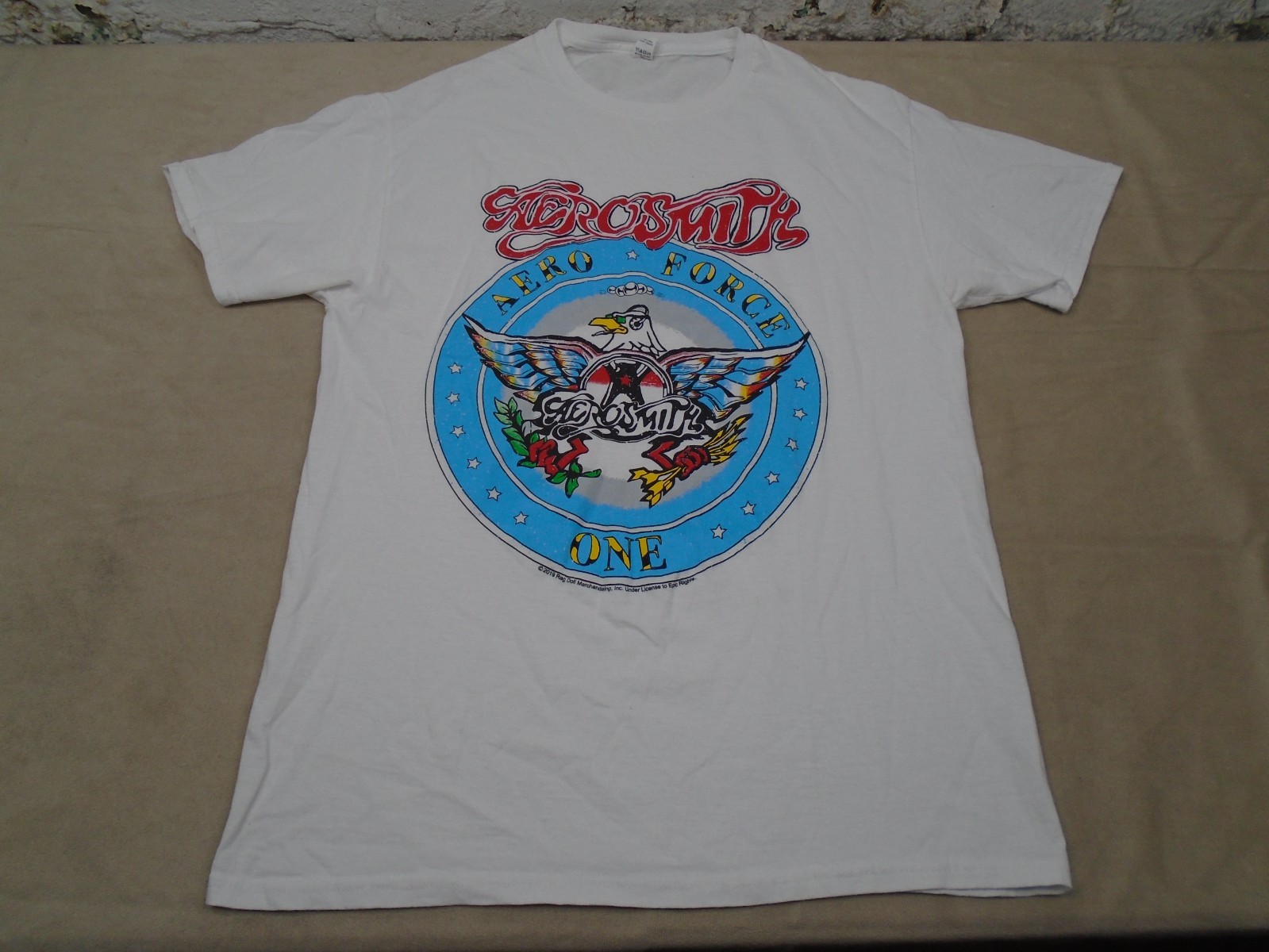Aerosmith - “Aero Force One” - 2019 White Shirt - Sz Medium - Fruit Of The Loom gallery