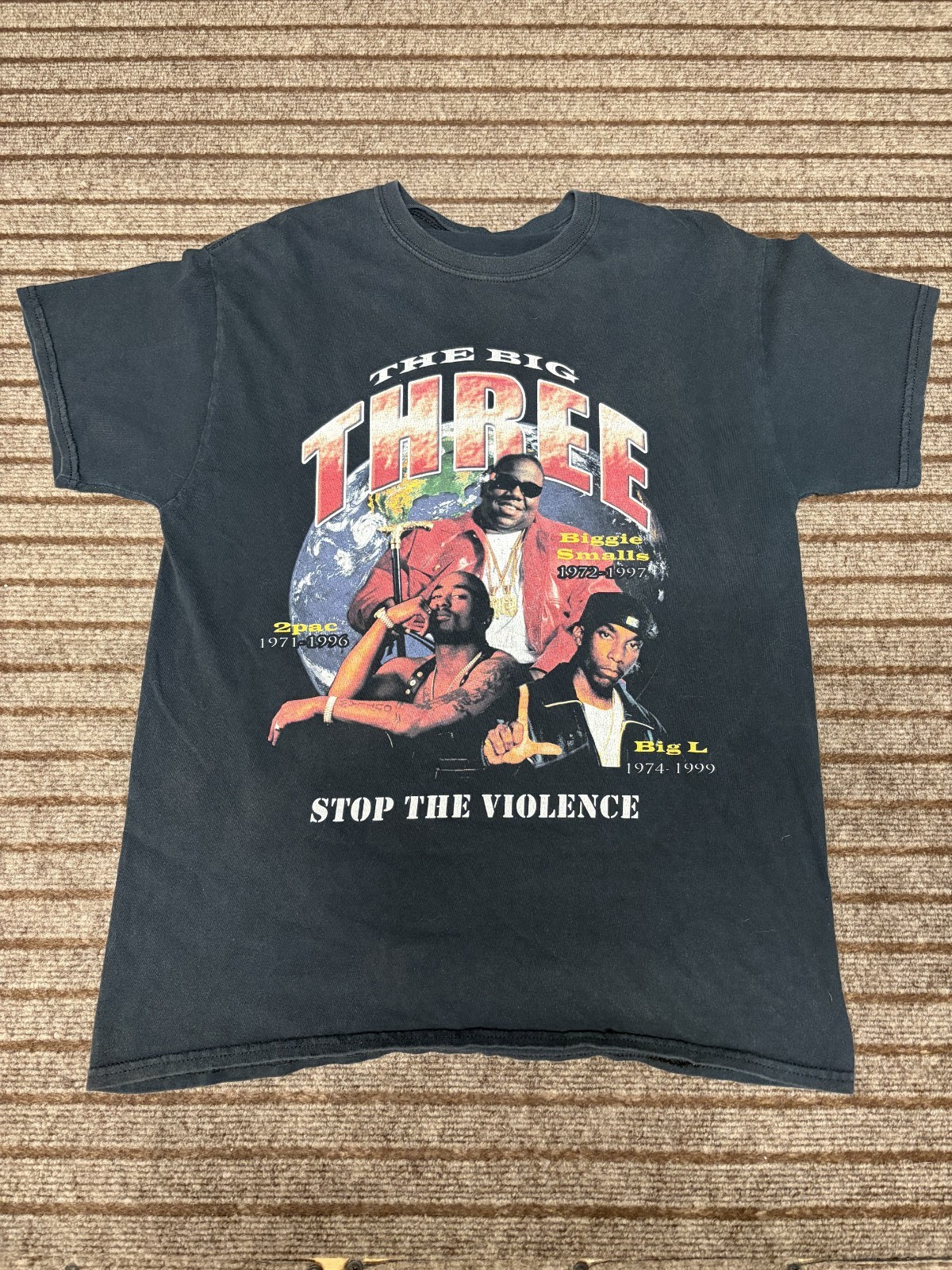 Vintage Tupac Notorious BIG and Big L The big Three stop the violence Mens shirt gallery