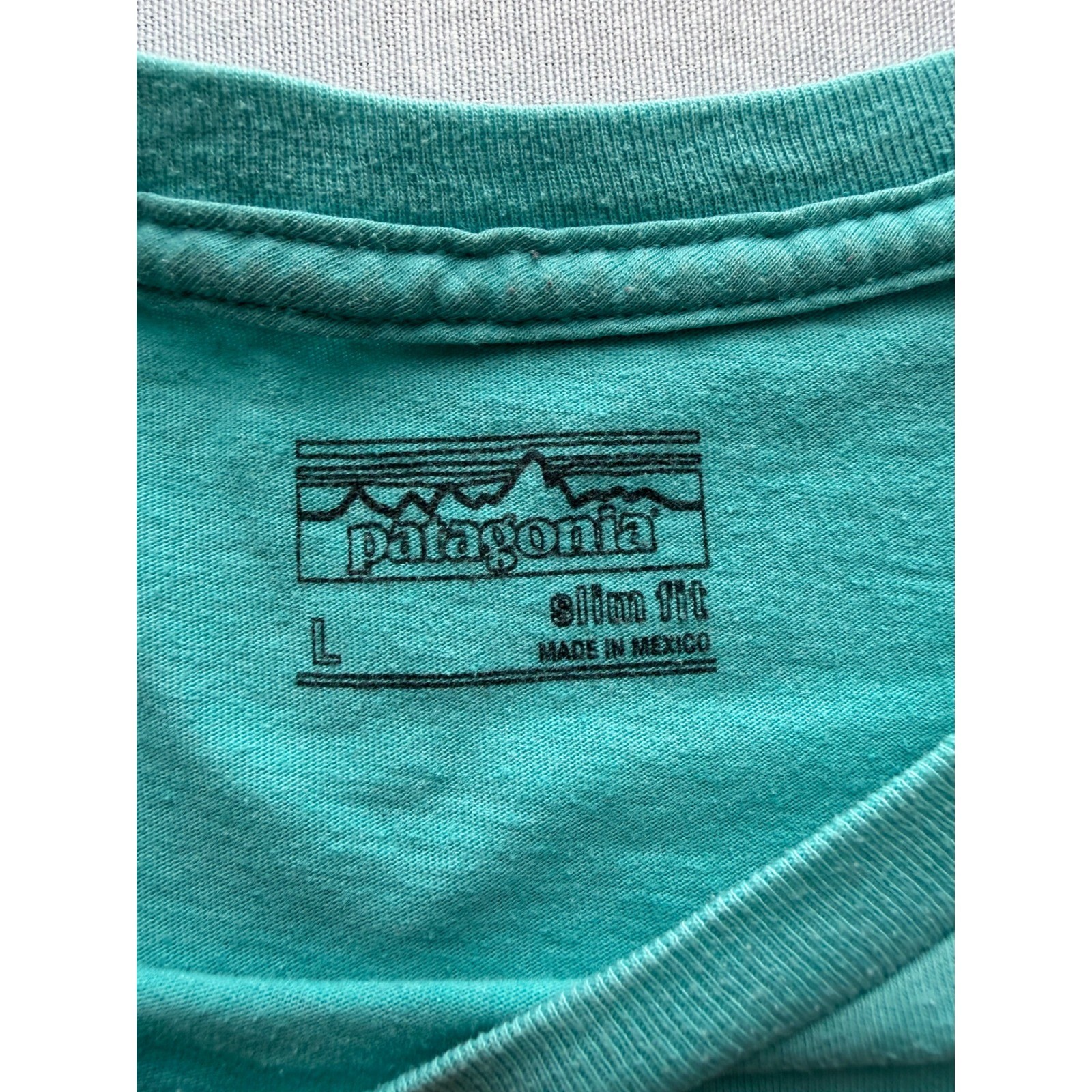 Patagonia Mens Live Simply Graphic T-Shirt Teal Green Slim Fit Large Cotton Mix gallery