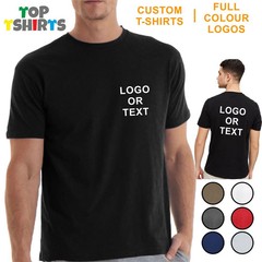 Custom Fully Personalised T-Shirt Printed FRONT & BACK LOGOS & TEXT
