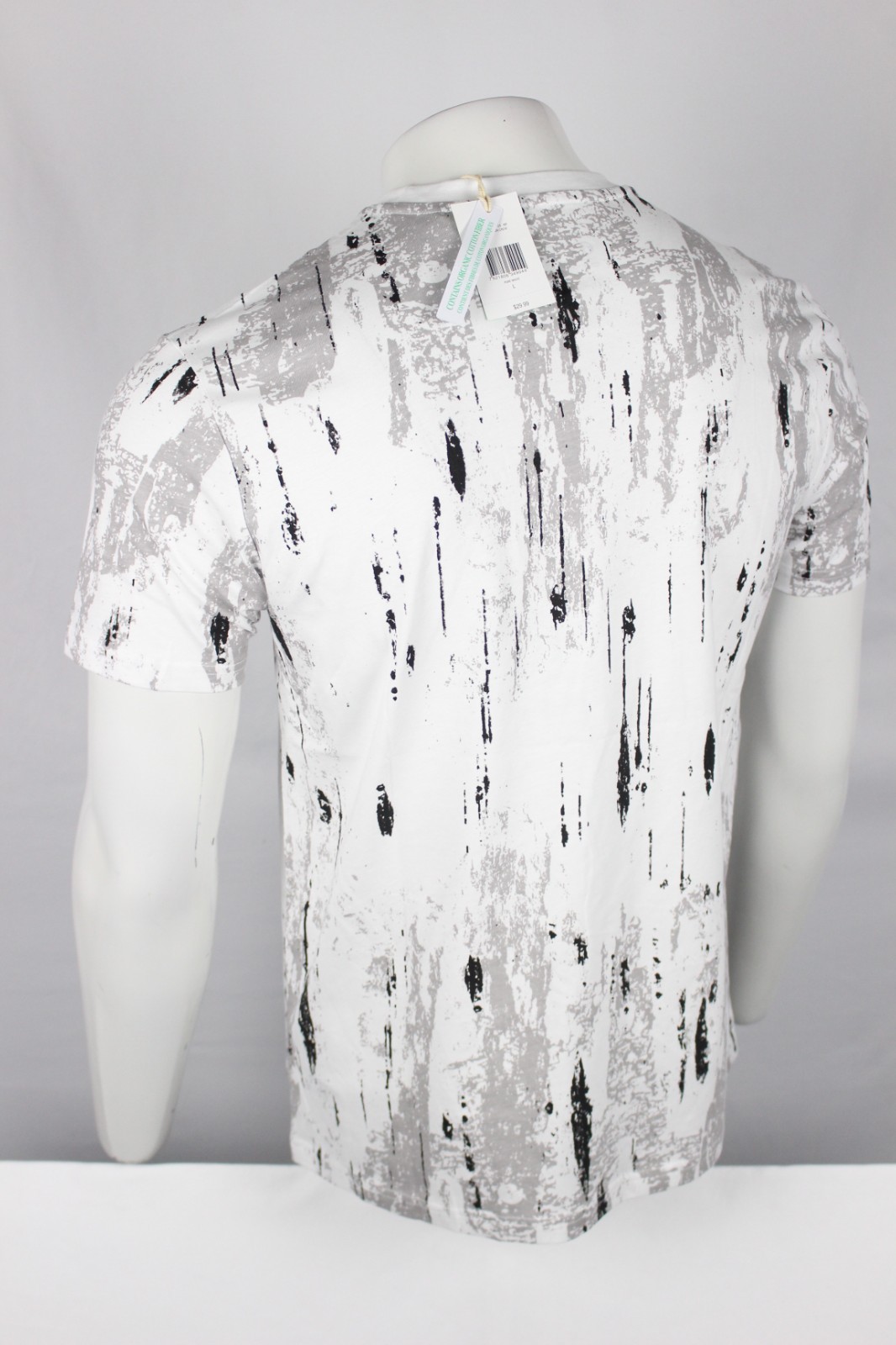 Guess Men's Elwood Logo Crew T Shirt Embroidered Pure White Black Printed gallery