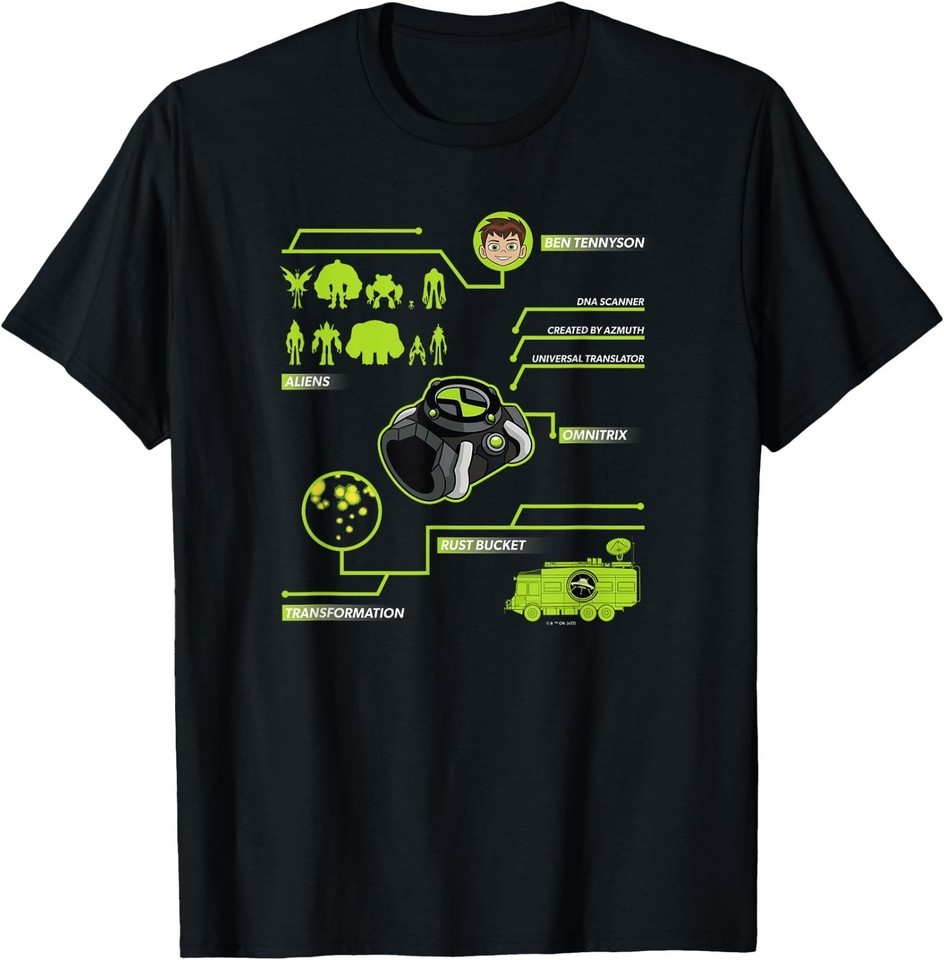 Ben 10 Omnitrix Schematics T-Shirt gallery