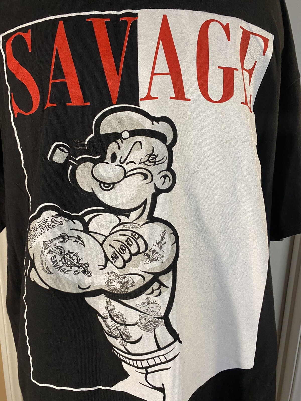 Popeye Savage Men's Black T-Shirt Size 2XL Made in USA 100% Cotton gallery