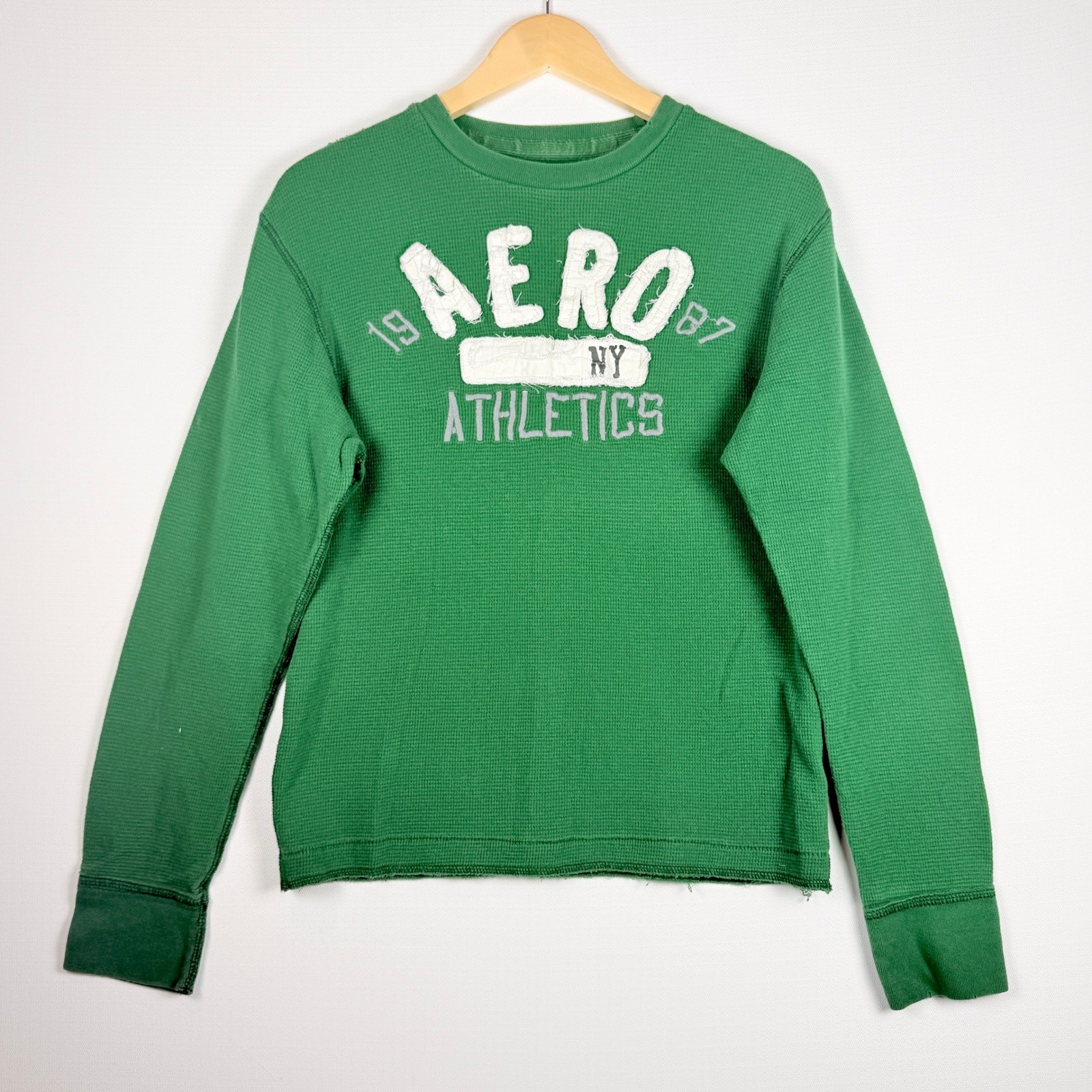 Vtg Y2K Aeropostale Mens Thermal Shirt Large Green Waffle Knit Skater Grunge gallery