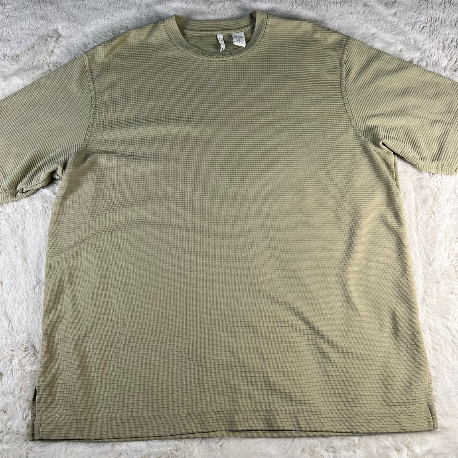 Vintage Axis LA Mens Short Sleeve T-Shirt Textured Stripes Mens XL Light Green gallery