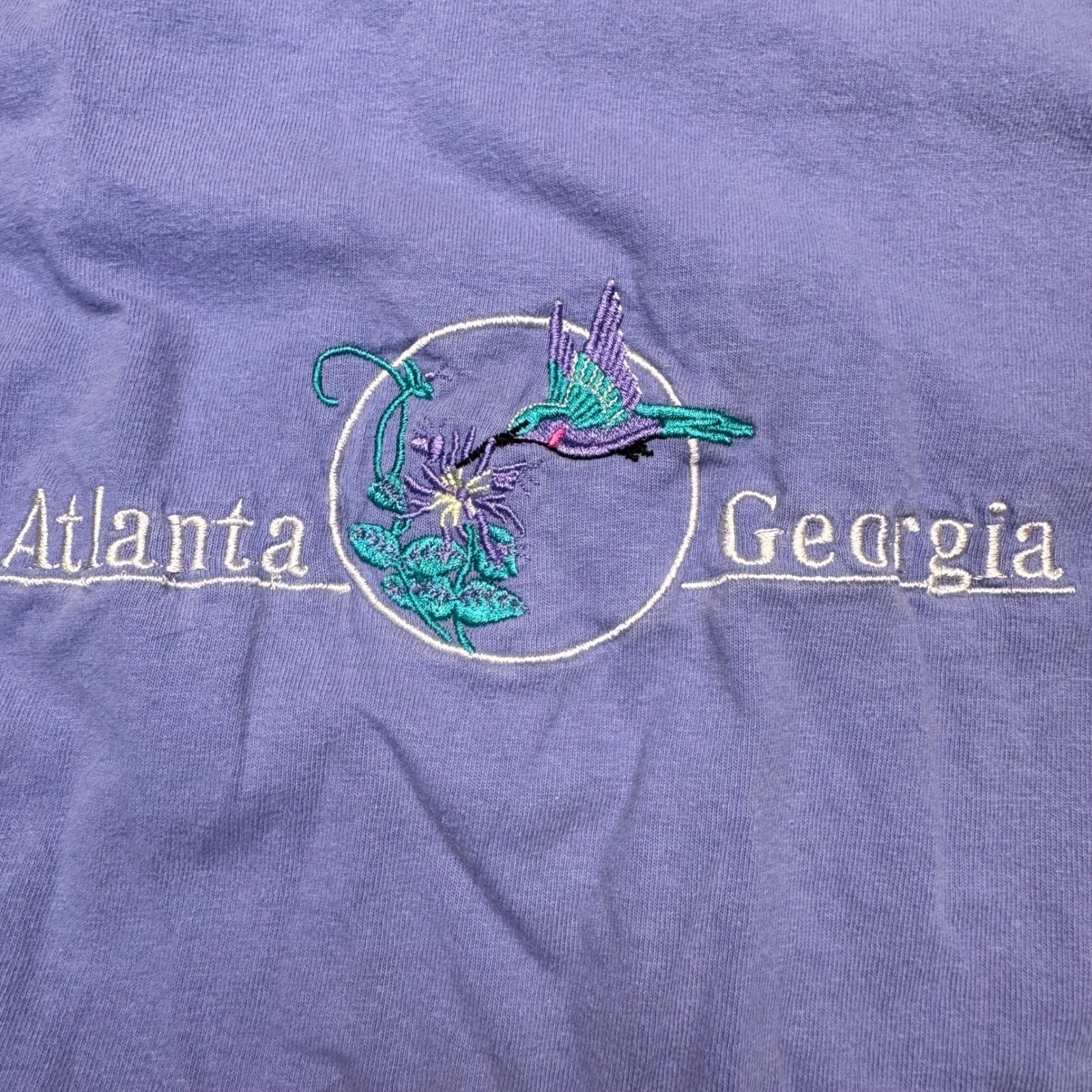 Atlanta Georgia Hummingbird Embroidered T-Shirt Periwinkle Blue Large Cotton gallery