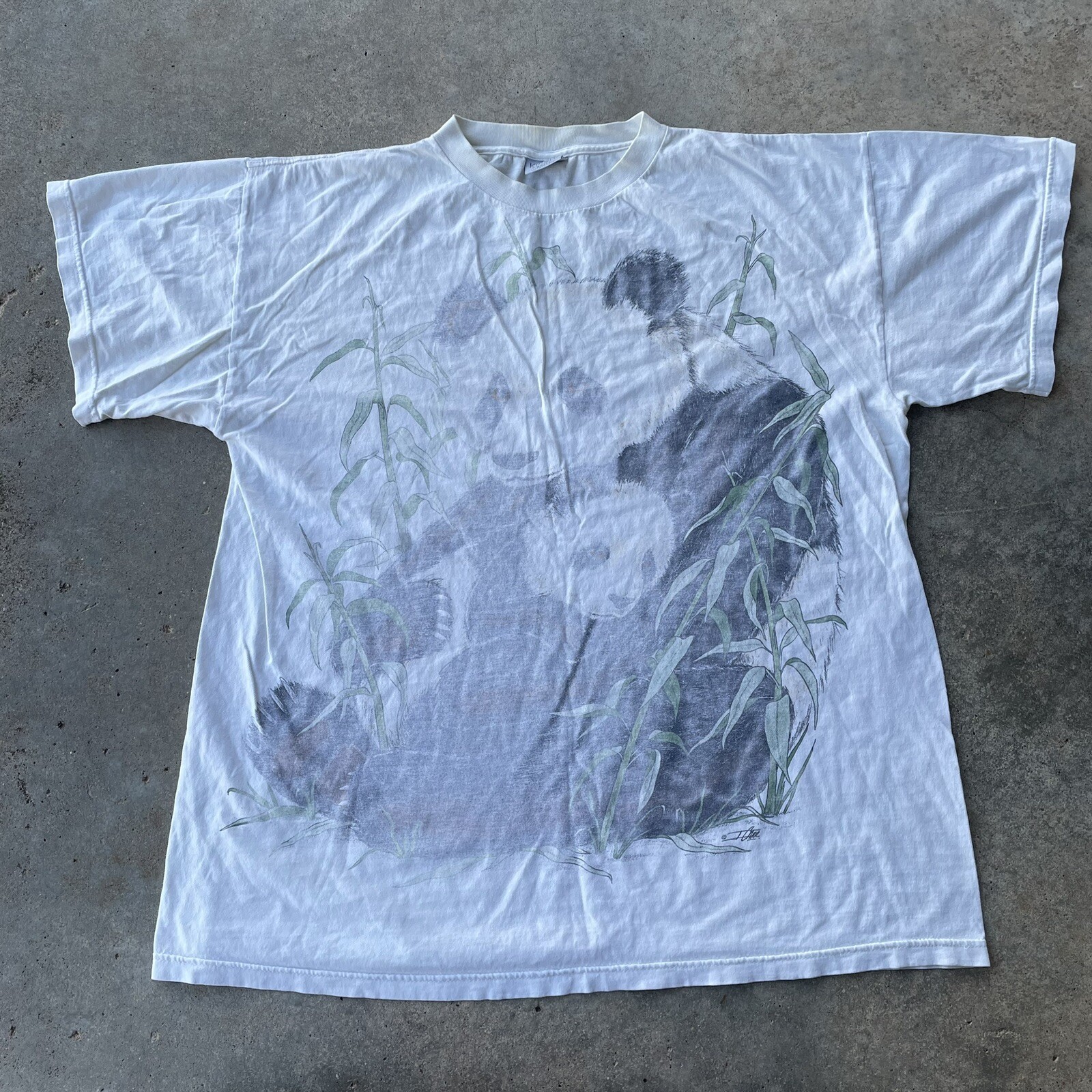 vtg 90s panda big print aop tshirt size OSFA graphic nature animals XXL