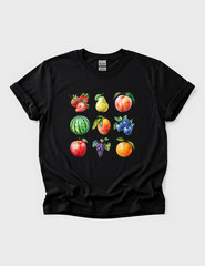 Watercolor Fruit Collage Graphic Tee Adult Nature Farm Fresh Food Lover Tshirt
