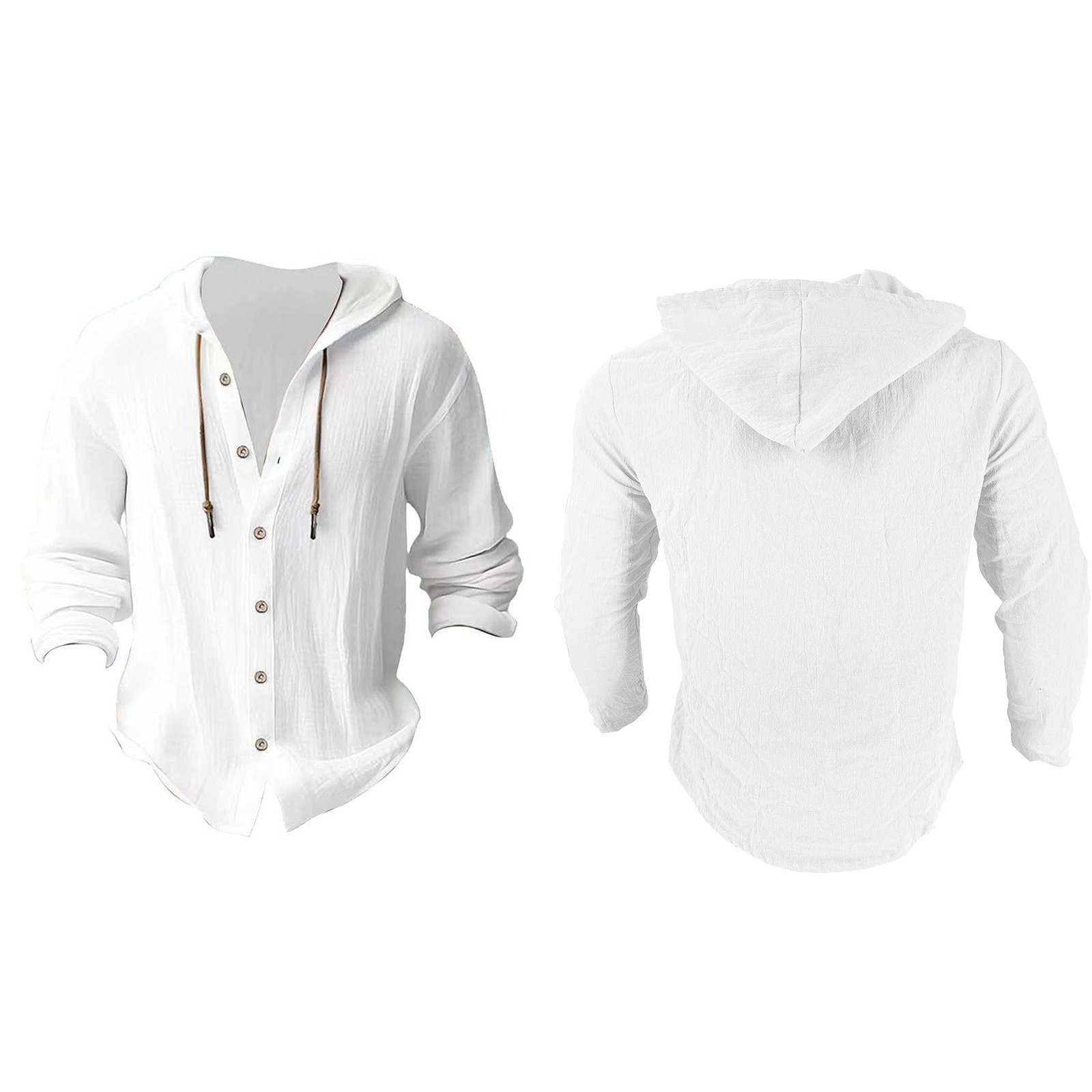 Men Hooded Top Weekend T-shirt Comfortable Shirts Office Lace Up Beach V Neck