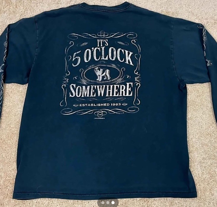 Big Dogs T-Shirt Mens XL Long Sleeve Cuff Logo Its Five O'Clock Somewhere Black gallery